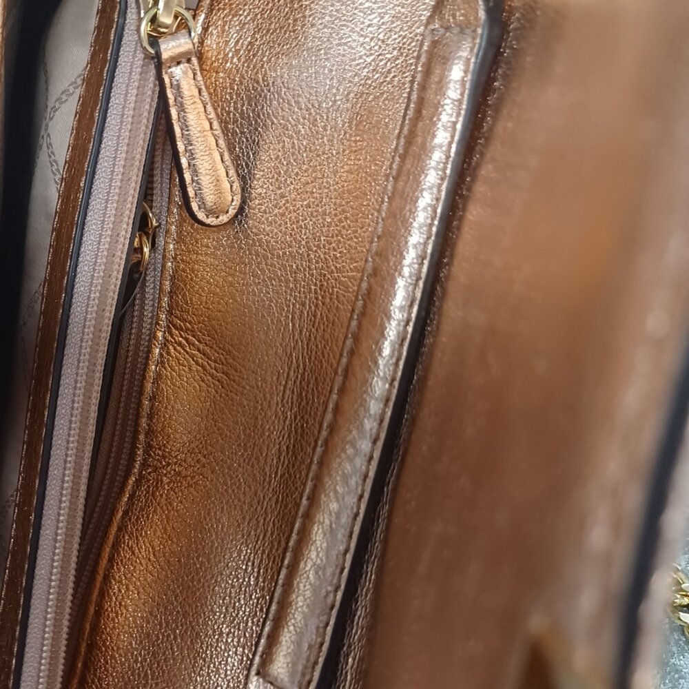 MICHAEL Michael Kors Metallic Rose  Sloan Quilted Leather Shoulder Crossbody Bag - Picture 12 of 12